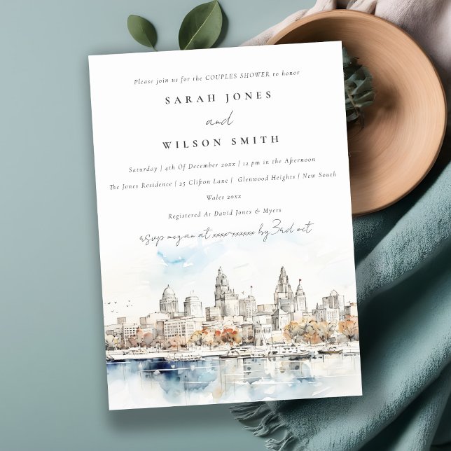 Convites Chá de Casais de Aquarela de Kansas City Missouri (Criador carregado)