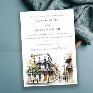 Convites Chá de Casais de Aquarela de Nova Orleans Louisian