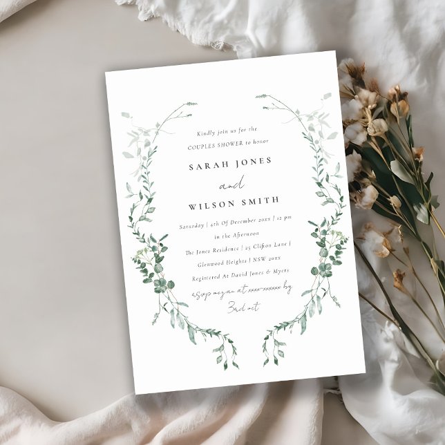 Convites Chá de Casais de Aquarela Eucalyptus Botânicos (Criador carregado)