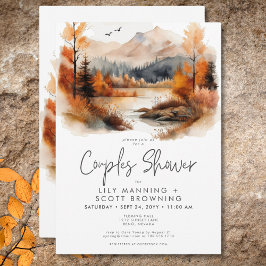 Convites Chá de Casais de Aquarela Russo Fall Mountain