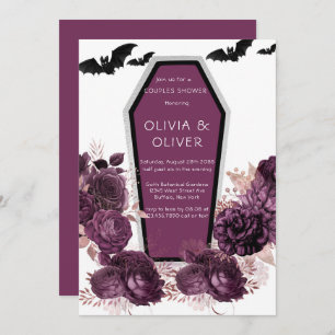Convites Chá de Casais de Bats de Coffin de Púrpura de Prat