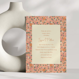 Convites Chá de Casais de Boho para Peach Retro Floral