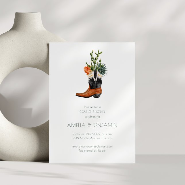 Convites Chá de Casais de Cactus no Deserto do Cowboy Ocide (Criador carregado)