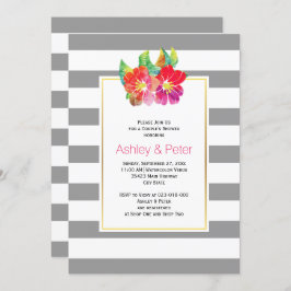 Convites Chá de casais de casamento de flores cinzas