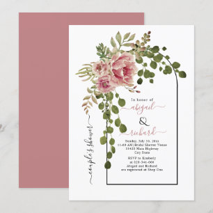Convites Chá de casais de casamento de flores rosa Dusty