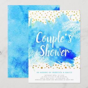 Convites chá de casais de casamento de recifes de coral az