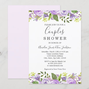 Convites Chá de Casais de Casamento Floral de Watercolor