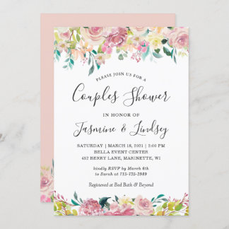 Convites Chá de Casais de Casamento Floral Primavera da Pas