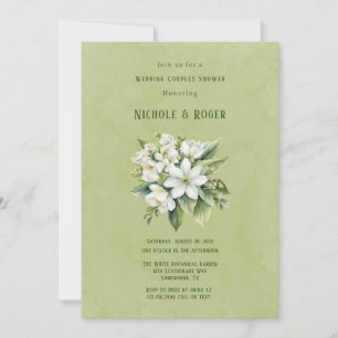 Convites Chá de Casais de Casamento Pintado Verde Branco Fl