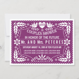 Convites chá de casais de casamento roxo do Papel picado