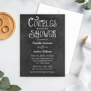 Convites Chá de Casais de Casamento Rustic Script Chalkboa