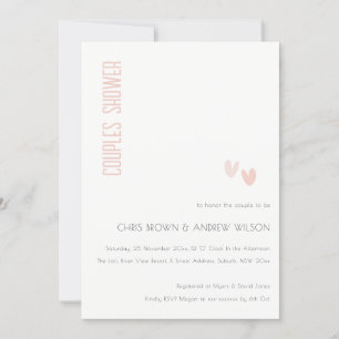 Convites Chá de Casais de Coração Rosa Migre Elegante mínim