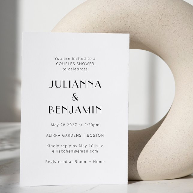 Convites Chá de Casais de Deco de Arte Branca Minimizada (Criador carregado)