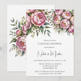 Convites Chá de Casais de Disposição Floral Elegante Peony