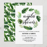 Chá de Casais de exaustão tropicais de aquarela
