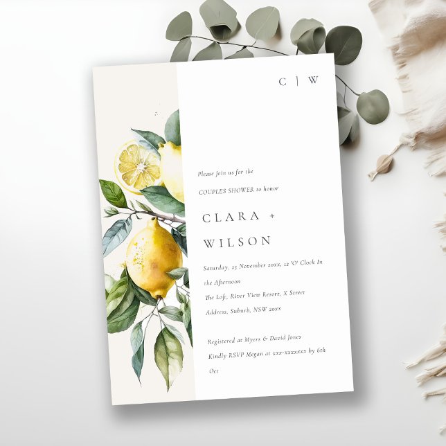 Convites Chá de Casais de Jardim de Limão Amarelo-Boho (Criador carregado)