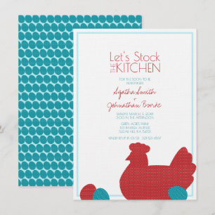 Convites chá de casais de KITCHEN do PAÍS de galinha verm