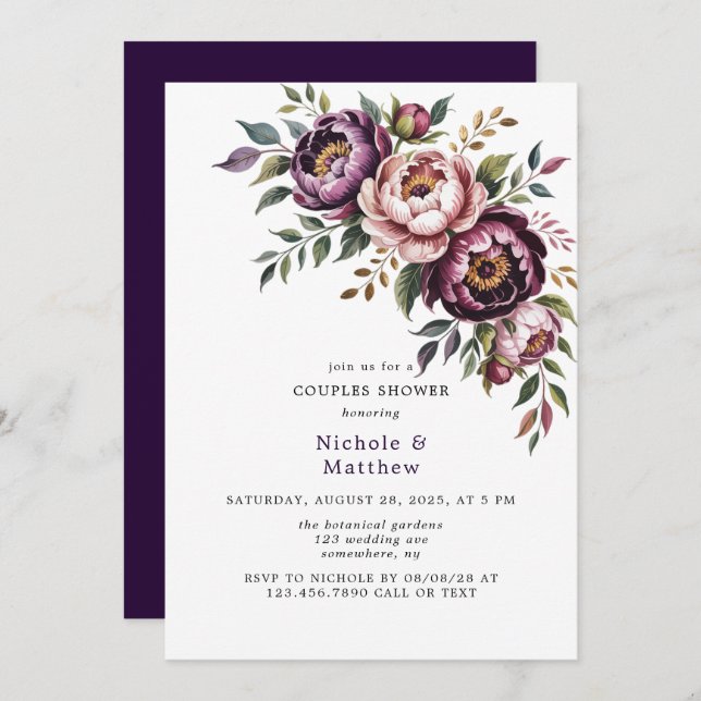 Convites Chá de Casais de Pera Leve e Pera (Frente/Verso)