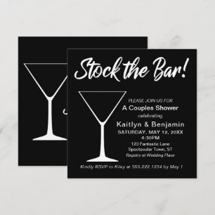 Convites Chá de Casais de script de Bar branco no estoque