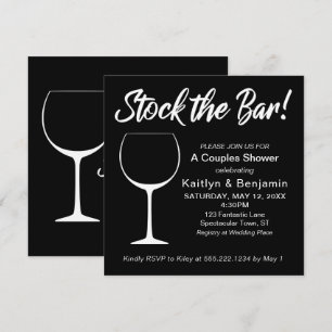 Convites Chá de Casais de script de Bar branco no estoque 