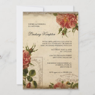 Convites Chá de Casais de torre Eiffel Black n Cream Vinta