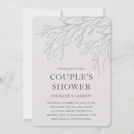 Convites Chá de Casais Elegantes de Linha de Cinza Simples