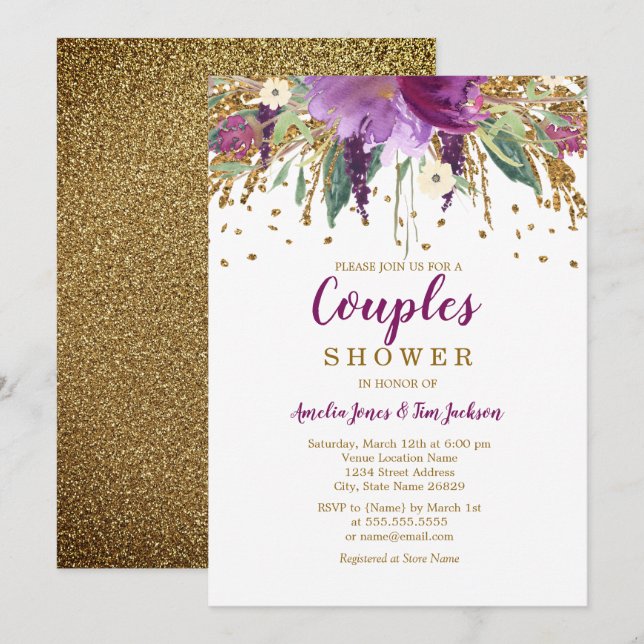 Convites Chá de Casais espumantes espumantes (Frente/Verso)