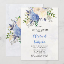 Convites Chá de Casais Florais de Peony Azul Pálido e Amare