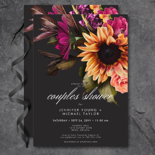 Convites Chá de Casais Florais Sunset Elegante Vibrante