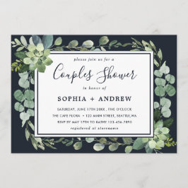 Convites Chá de Casais Marinho Azul com Êxito à Meia-Noite