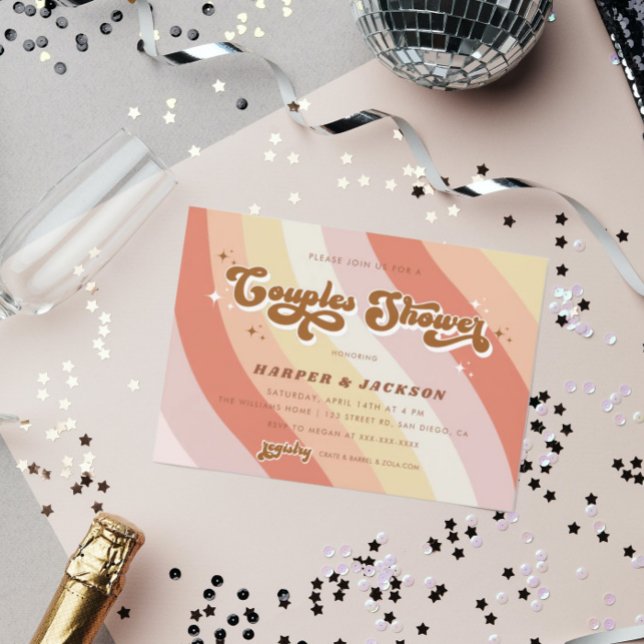 Convites Chá de Casais Orange Retro 70s (Criador carregado)