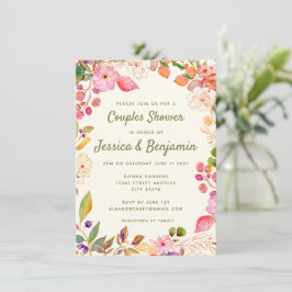 Convites Chá de Casais Personalizados Florais Coloridos de