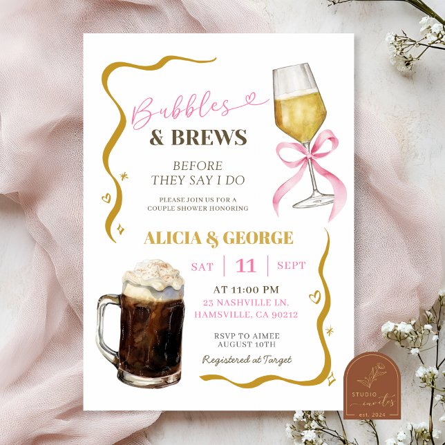 Convites Chá de Casais Quirky desenhado manualmente (Criador carregado)