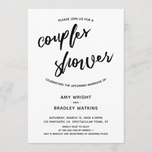 Convites Chá de Casais simples e modernos de escrita manual