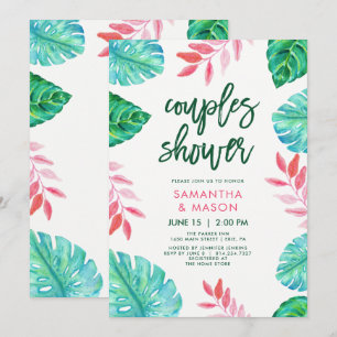 Convites Chá de Casais Trendy Tropical Watercolor