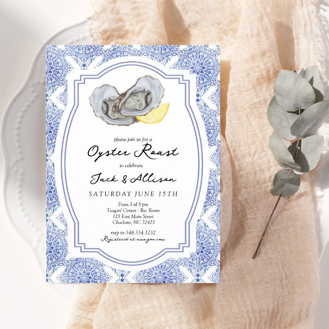 Convites Chá de Casal Blue Tile Oyster Roast (Criador carregado)