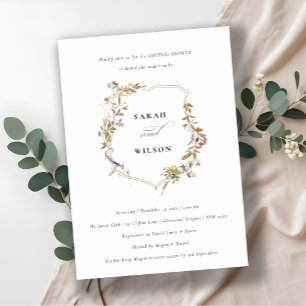 Convites Chá de Casal de Crest de Flores Selvagem, Rosa-Ros