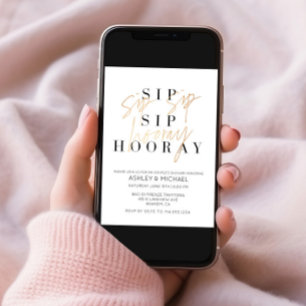 Convites Chá de Casal de Fotografia Dourada Preto Sip Sip H