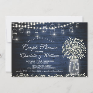 Convites Chá de Casal de madeira rustica Mason Jar