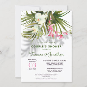 Convites Chá de Casal de Sombras Tropicais de Praia