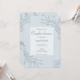 Convites Chá de Casal Elegante Boho com Flores Silvestres