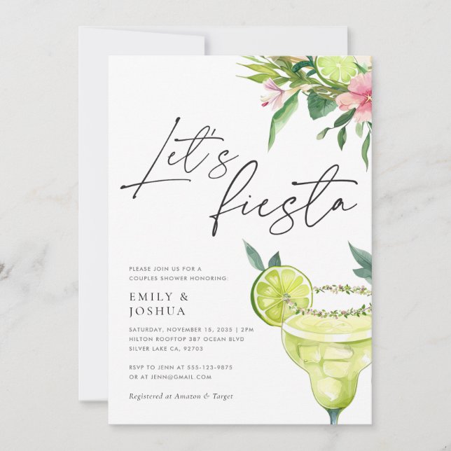 Convites Chá de Casal Festa Mexicana Margarita (Frente)