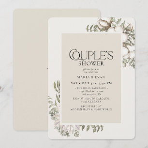 Convites Chá de Casal Floral Elegante Winter Greenery