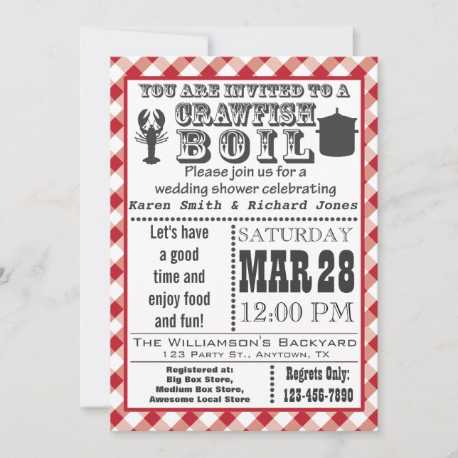 Convites Chá de casamento 2 para lagostas (Frente)