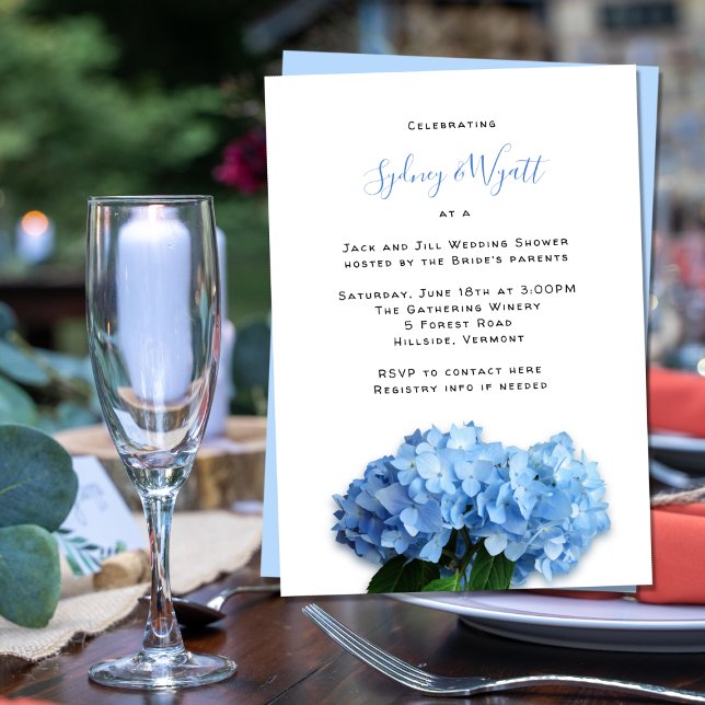 Convites Chá de casamento Blue Flowers Jack n Jill Casais (Criador carregado)