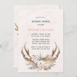 Convites Chá de casamento Boho Deer Antlers e Florals