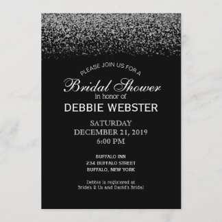 Convites Chá de casamento brilhante de diamante preto e bra