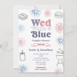 Convites Chá de casamento Casais Patriótico Azul Branco
