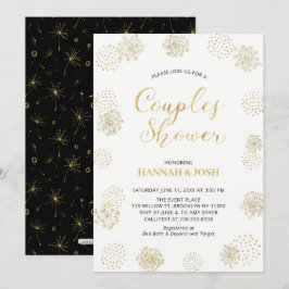 Convites Chá de Casamento Casal Moderno Dourado e Preto