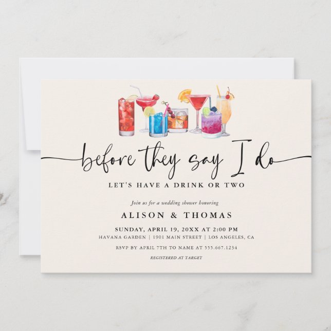 Convites Chá de casamento coquetel | FESTA DE NOIVADO (Frente)